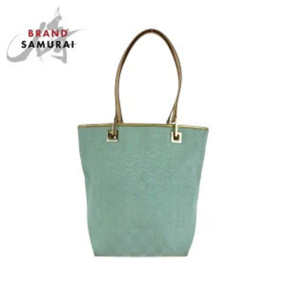 Gucci Emerald Green GG Canvas Leather Tote Bag Handbag